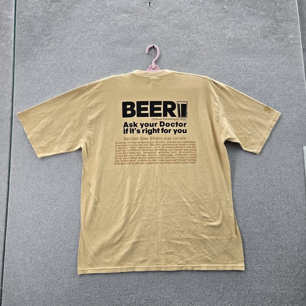 Crazy Shirts Men Shirt XL Beige  Beer Ask Your Doctor‎ Short Sleeve